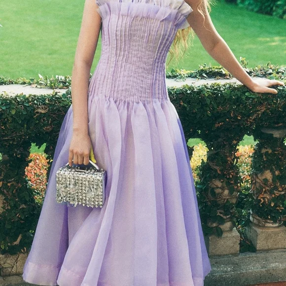 Aje Purple Smocked Strapless Sundress - Picture 2 of 6